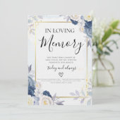 Blue Gold Floral dans Love Memory Carte Mariage (Debout devant)