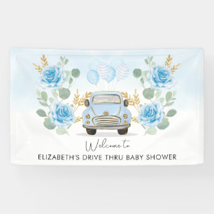 Blue Gold Floral Drive Thru Baby shower Welkom Spandoek