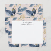 Blue Gold Floral Pattern Specialized Stationery Notitiekaartje (Voorkant / Achterkant)