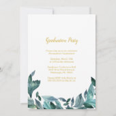 Blue Gold Floral Photo Graduation Party Invitation (Dos)