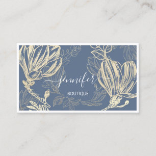 Blue Gold Flower Framed QR Code Framed Logo Visitekaartje