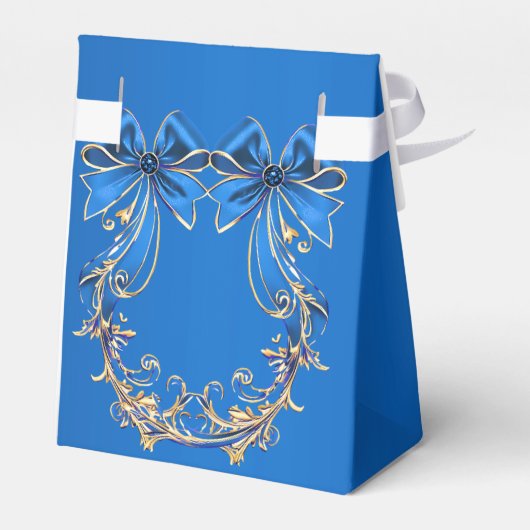 Blue Gold Flower Holiday Gift Box Bedankdoosjes (Achterkant)