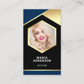 Blue Gold Foil model Actress QR Code Foto Visitekaartje (Voorkant)