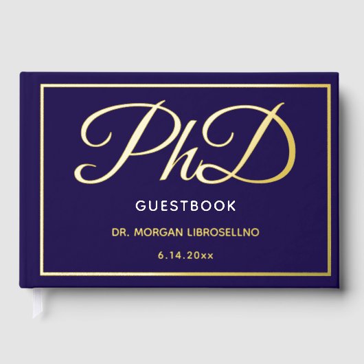 Blue Gold Foil PhD-Afstuderen Gastenboek (Voorkant)