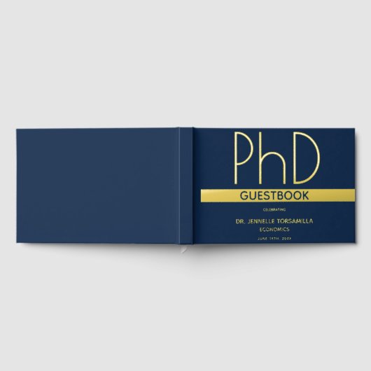 Blue Gold Foil PhD-Afstuderen Gastenboek (Volledig)