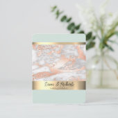 Blue Gold Foil Rustique Faux Faire-part de mariage (Debout devant)