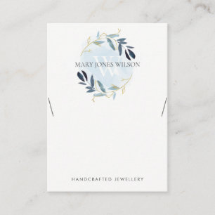 BLUE GOLD FOLIAGE MONOGRAM KETTING DISPLAY LOGO VISITEKAARTJE