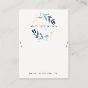 BLUE GOLD FOLIAGE MONOGRAM KETTING DISPLAY LOGO VISITEKAARTJE
