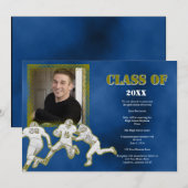 Blue & Gold Football Afstuderen aangekondigd Kaart (Voorkant / Achterkant)