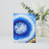 Blue Gold Geode Resin Pattern Briefkaart (Staand voorkant)