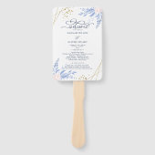 Blue Gold Geometric Pink Floral Wedding Programs Handwaaier (Voorkant)