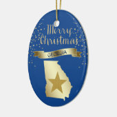 Blue Gold Georgia Star Keramisch Ornament (Links)