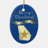 Blue Gold Georgia Star Keramisch Ornament (Voorkant)