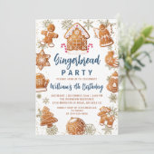 Blue Gold Gingerbrood Cookie Decorting Birthday Kaart (Staand voorkant)