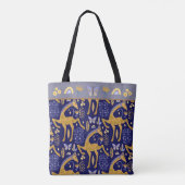 Blue Gold Giraffe Boho Pattern Draagtas (Achterkant)