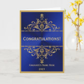 Blue Gold Glam Gefeliciteerd Afstuderen Kaart (Gele Bloem)