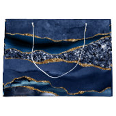 Blue Gold Glitter Agate Marble Trendy voor haar Groot Cadeauzakje (Voorkant)