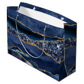 Blue Gold Glitter Agate Marble Trendy voor haar Groot Cadeauzakje (Achterkant Gekanteld)