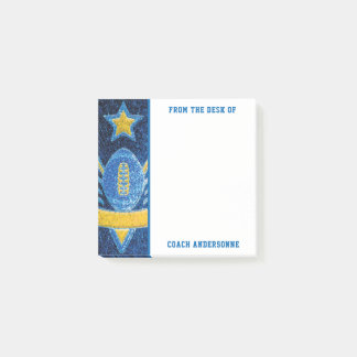 Blue Gold Glitter Amerikaanse Football Coach Vader Post-it® Notes