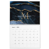 Blue Gold Glitter Calendar Aangepaste naam en lett Kalender (Mar 2026)
