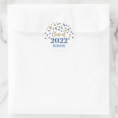 Blue Gold Glitter Confetti Afstuderen 2022 Ronde Sticker (Tas)