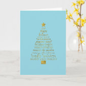Blue Gold Glitter Inspirational Christmas Tree Kaart (Gele Bloem)