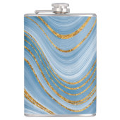 Blue Gold Glitter Marble Elegant Abstract Heupfles (Voorkant)