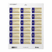 Blue, Gold Glitter Snowflakes Return Address Label (Full Sheet)