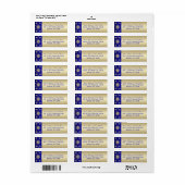 Blue, Gold Glitter Snowflakes Return Address Label (Full Sheet)