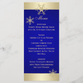 Blue, Gold Glitter Snowflakes Wedding Menu Kaart (Achterkant)