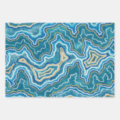 Blue Gold Graphic Agate Inpakpapier Vel (Voorkant)