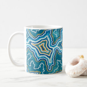 Blue Gold Graphic Agate Koffiemok