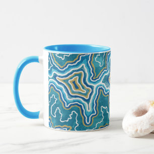 Blue Gold Graphic Agate Mok