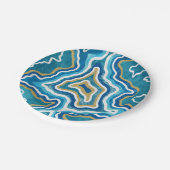 Blue Gold Graphic Agate Papieren Bordje (Gekanteld)