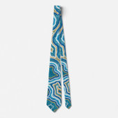 Blue Gold Graphic Agate Stropdas (Voorkant)