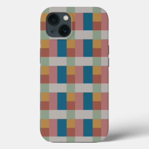 Blue Gold Grey Green Terracotta Color Block iPhone 13 Hoesje
