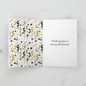 Blue Gold Grey Stripes Christmas Celebration Kaart (Binnen)