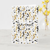 Blue Gold Grey Stripes Christmas Celebration Kaart (Gele Bloem)