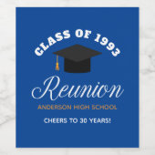 Blue Gold High School Reunion - Gepersonaliseerde  Wijn Etiket (Enkel label)