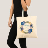 Blue Gold Hydrangeas Floral Wedding Favor Tote Bag (Voorkant (product))