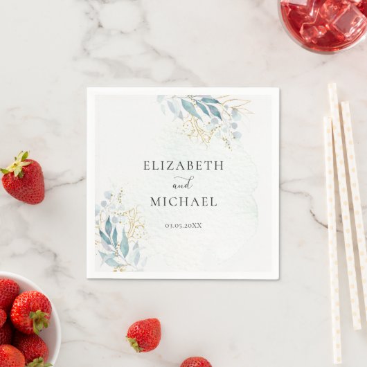 Blue Gold( Imitat) Watercolour Wedding Collection Servet (Insitu)