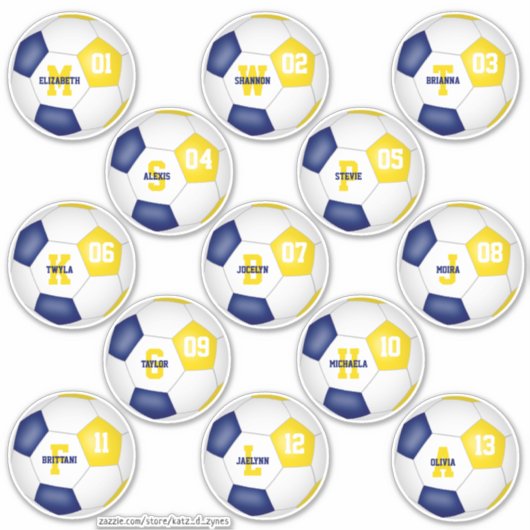 " blue gold Individual soccer " - spelers Sticker (Voorkant)