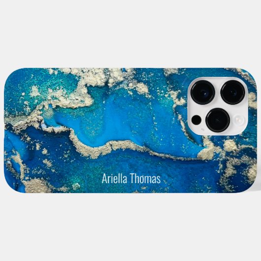 Blue Gold iPhone 14 Pro Max Coque (Verso (horizontal))