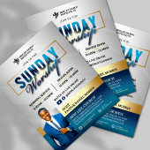 Blue & Gold Join us for Sunday Worship Church Flyer