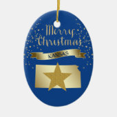 Blue Gold Kansas Star Keramisch Ornament (Voorkant)