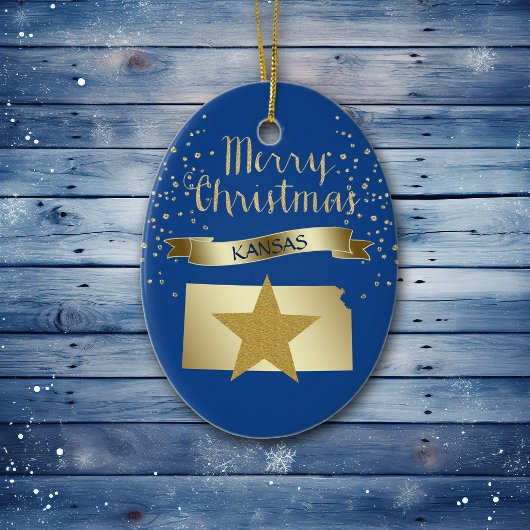 Blue Gold Kansas Star Keramisch Ornament