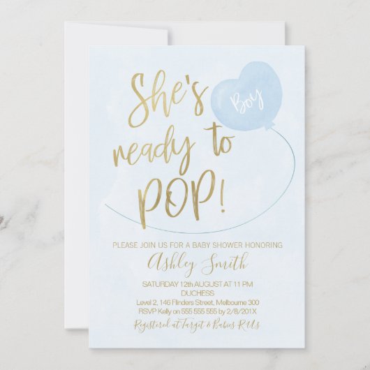 Blue Gold klaar voor Pop Baby shower Kaart (Voorkant)