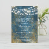 Blue Gold Lights Anniversaire Fête Invitation Adul (Debout devant)