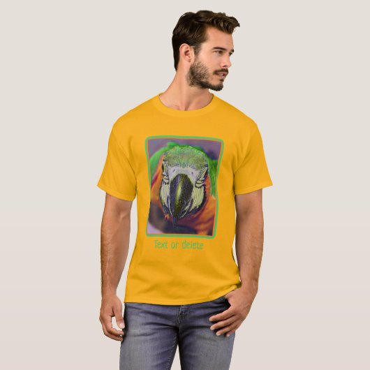Blue Gold Macaw Face Parrot Fantasy Art T-shirt (Voorkant volledig)