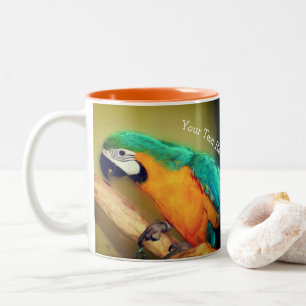 Blue Gold Macaw Parrot Animal Art gepersonaliseerd Tweekleurige Koffiemok